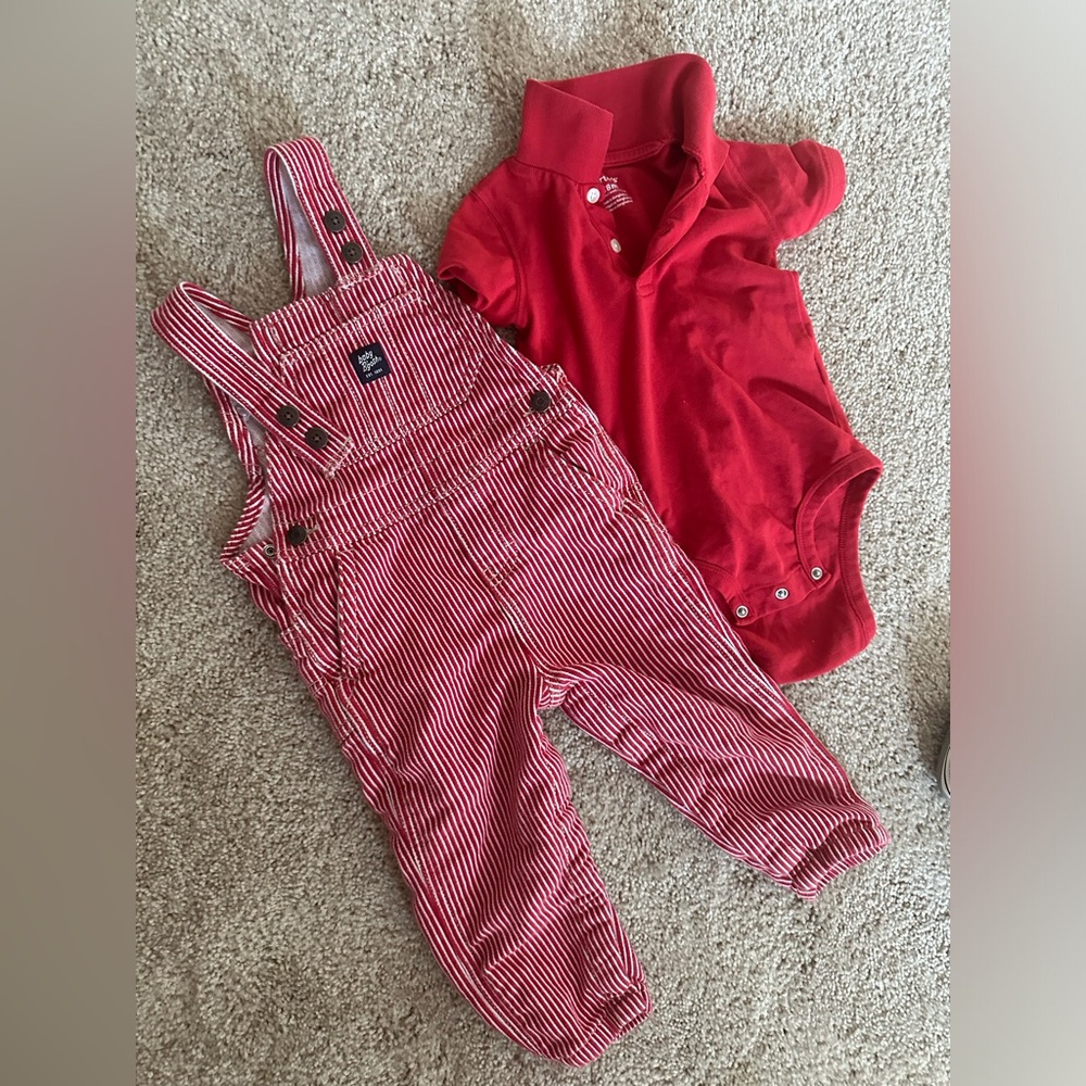 Osh kosh red overalls